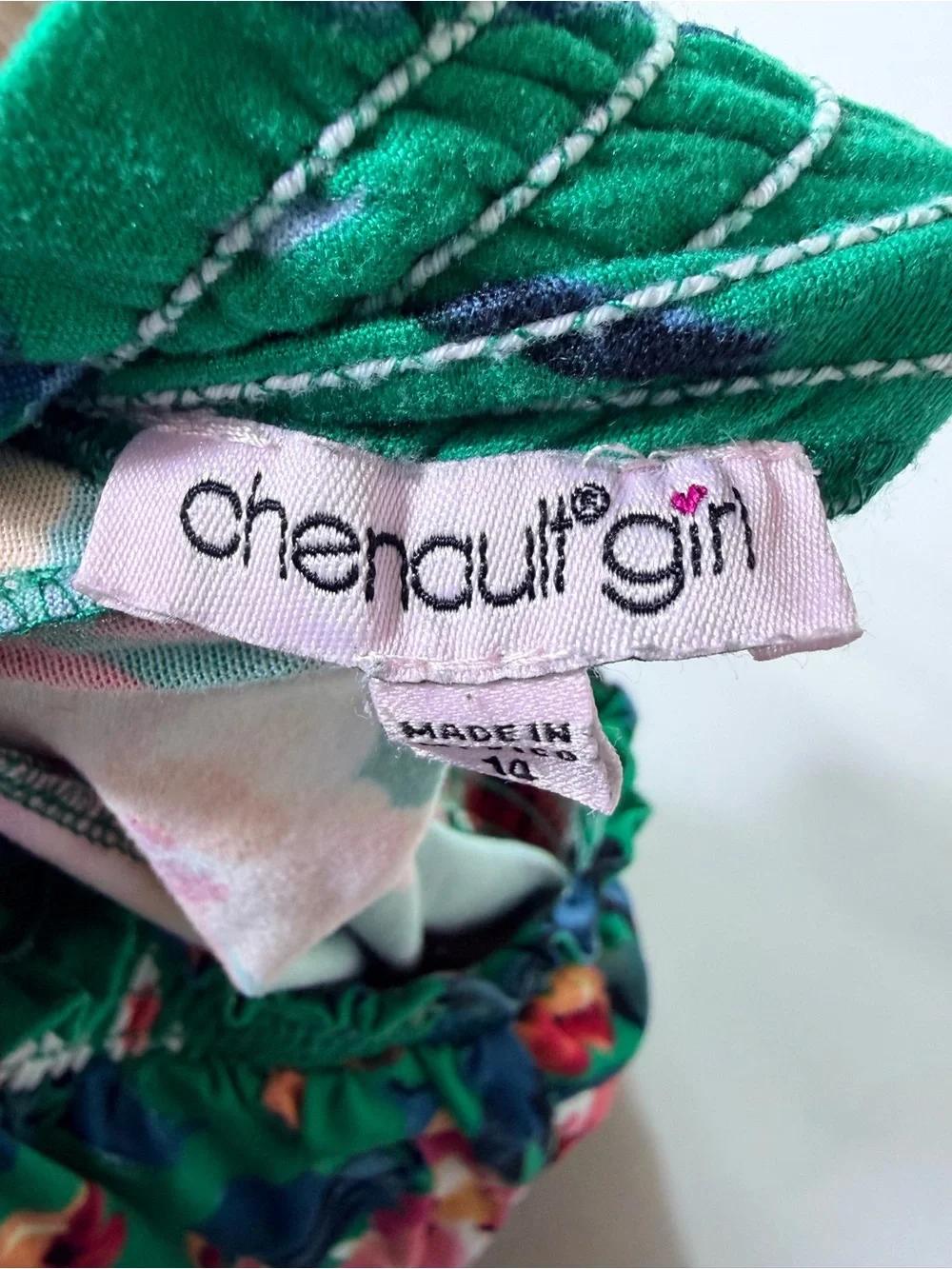 Chenault Girl Floral Shorts Green Orange Pink Elastic High Waist Juniors 0/1